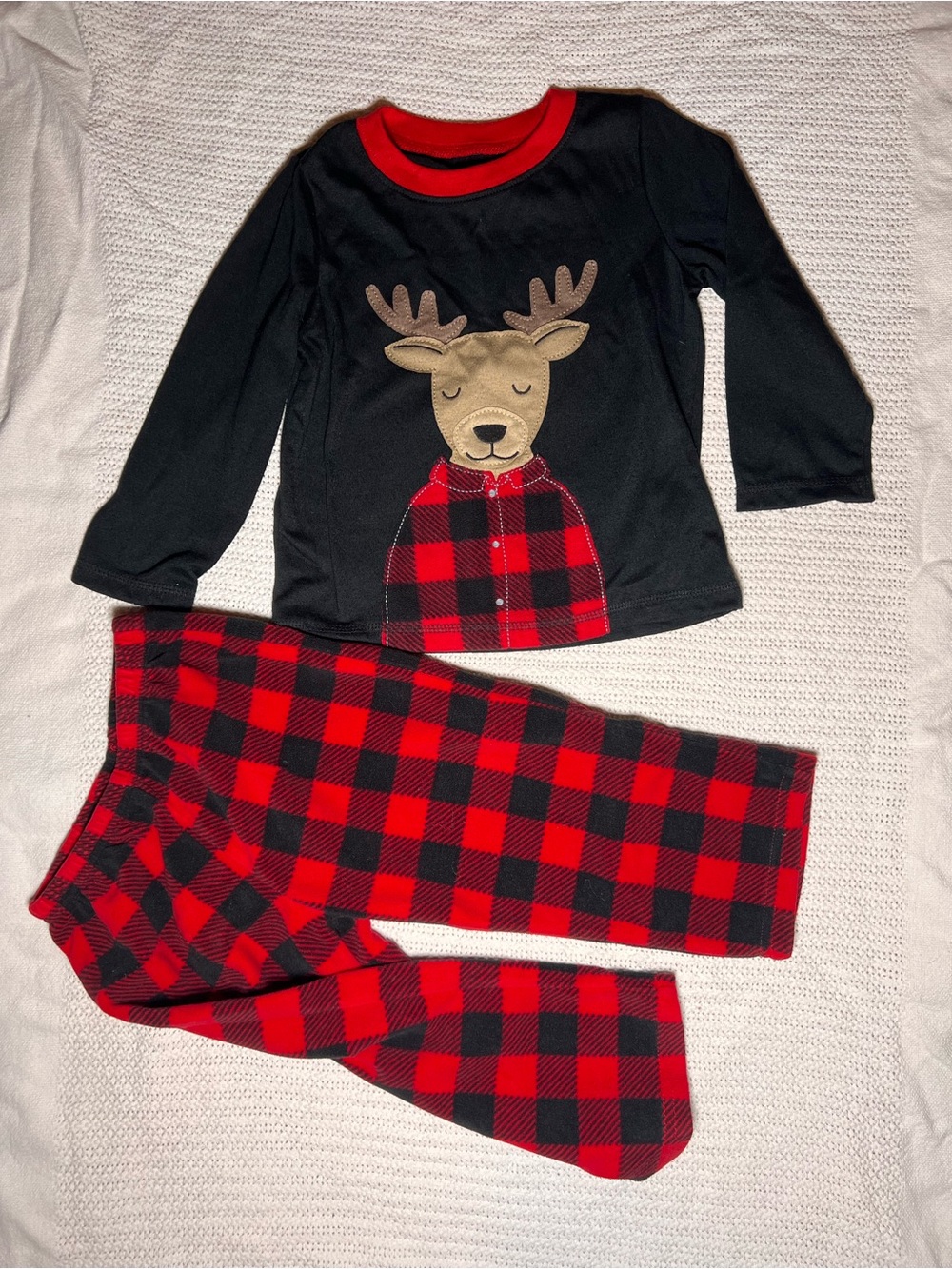 Carter's Black & Red Buffalo Plaid Moose Pajama Set